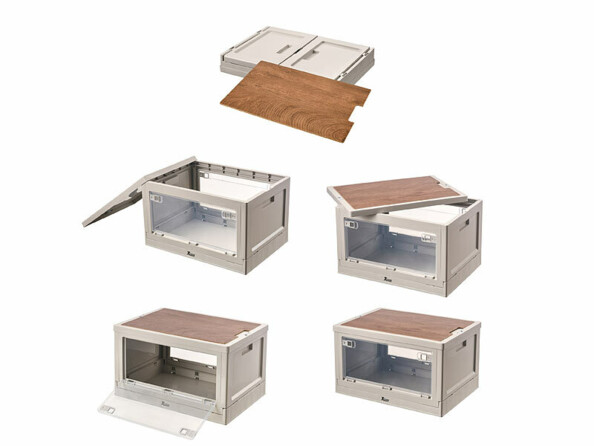 Ensemble de 5 prises de vue d'une boîte de rangement pliable AB-110 coloris gris
