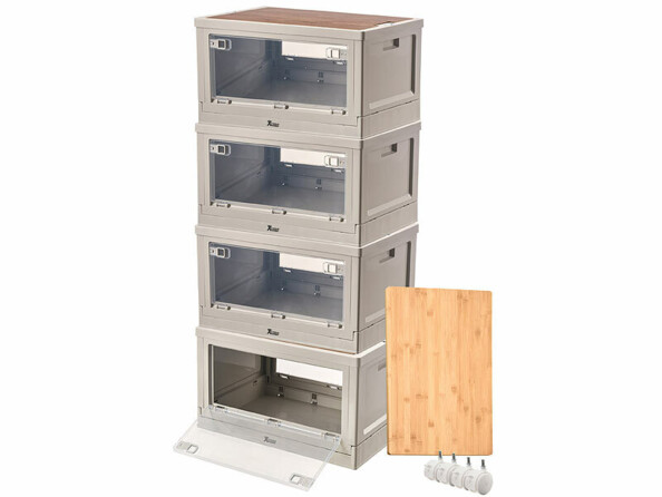 Pack de 4 boîtes de rangement AB-110 avec 4 roues et planche à découper