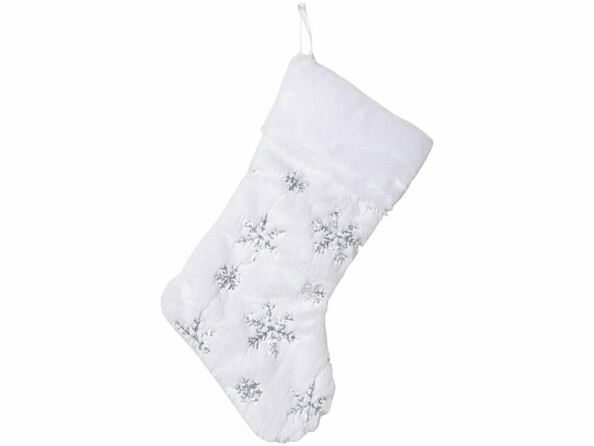 chaussette de Noël à suspendre - étoiles argentées