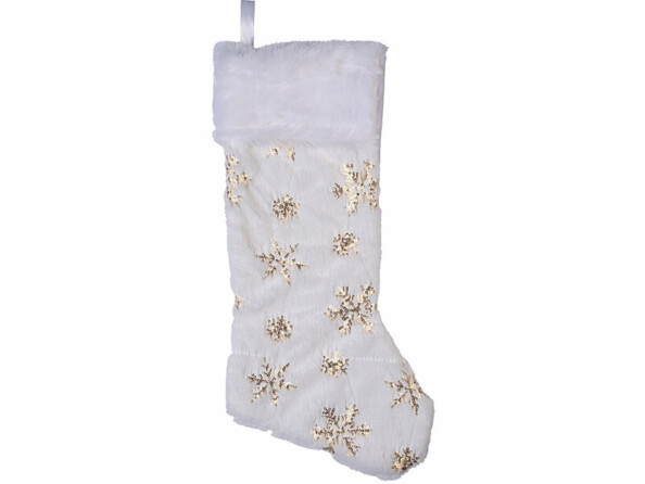 chaussette de Noël à suspendre - flocons doré