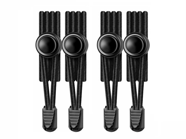 4 lacets élastiques autobloquants noirs vue de face