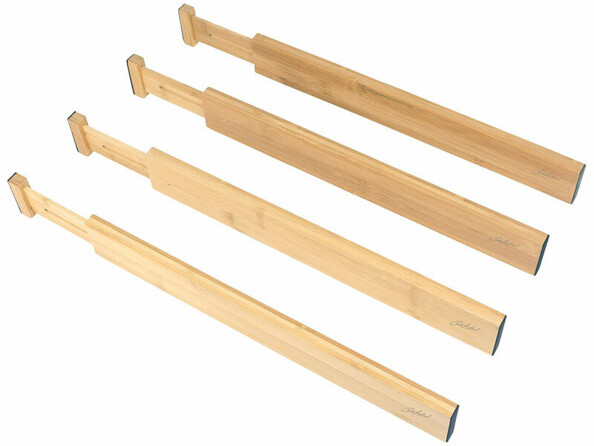 4 séparateurs de tiroirs en bambou 45,2 à 52,3 cm