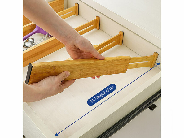 4 cloisons de tiroirs en bambou extensibles 38,1 à 45 cm