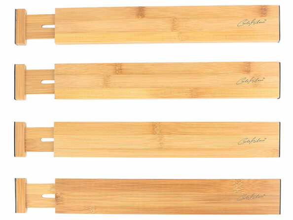 4 cloisons de tiroirs en bambou extensibles 38,1 à 45 cm