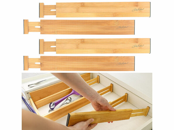 4 cloisons de tiroirs en bambou extensibles 38,1 à 45 cm
