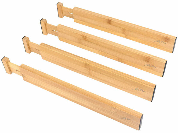 4 cloisons de tiroirs en bambou extensibles 38,1 à 45 cm
