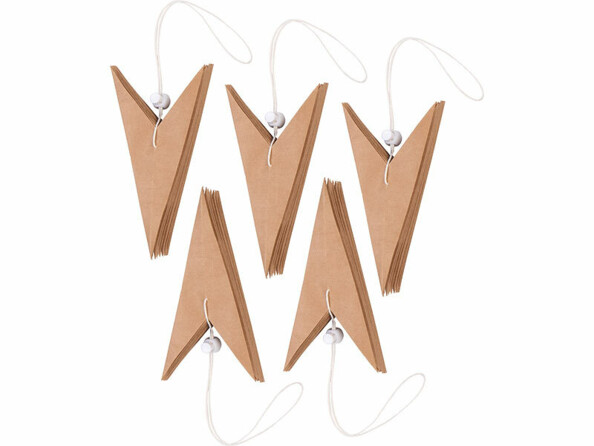 5 étoiles en papier Ø 30 cm coloris brun repliées vues de face