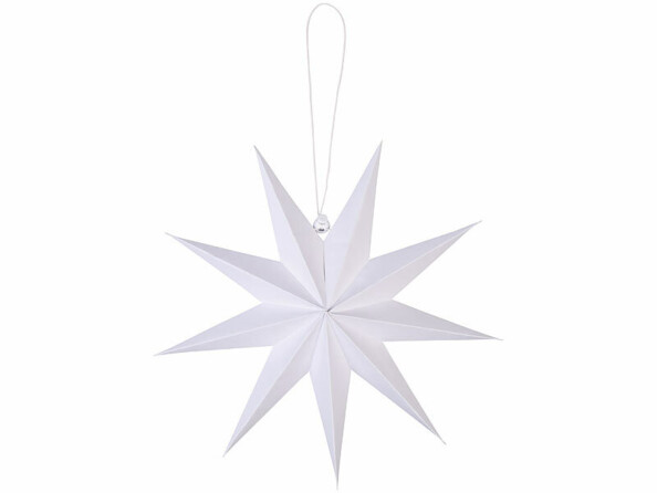 étoile pliable en carton 30 cm blanche vue de face