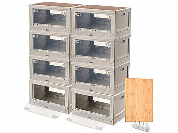Pack de 8 boîtes de rangement AB-110 avec 8 roues et planche à découper