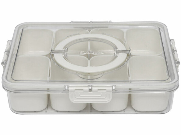 Boîte de conservation avec 8 compartiments amovibles vue de dessus avec couvercle