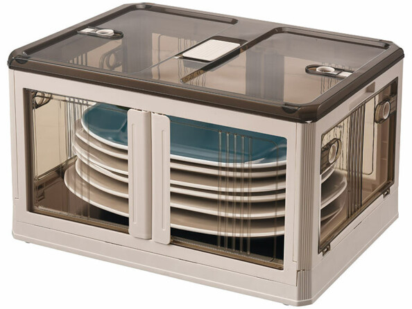 Boîte de rangement pliable à roulettes 85 L AB-120 - coloris blanc