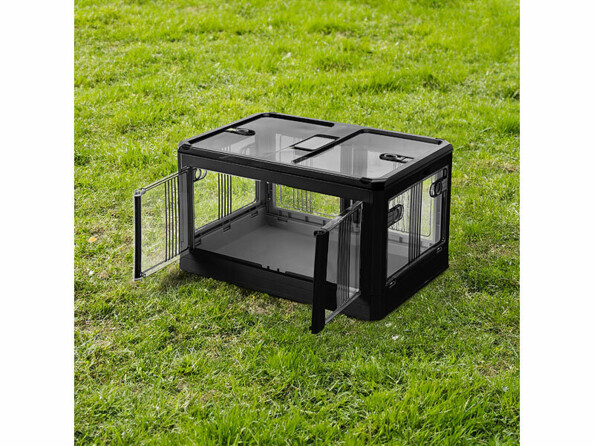 Boîte de rangement pliable à roulettes 85 L avec couvercle