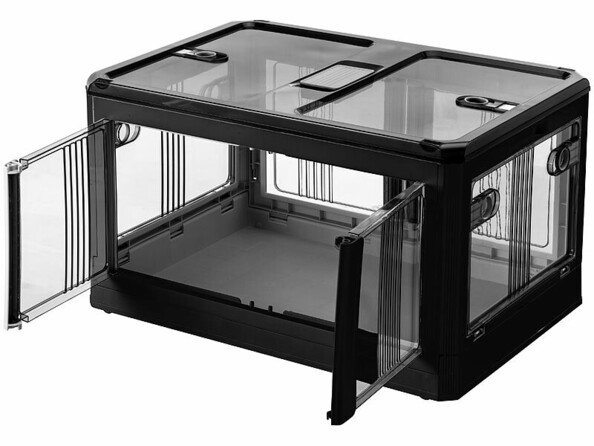 Boîte plastique pliable à roulettes avec ouevrtures