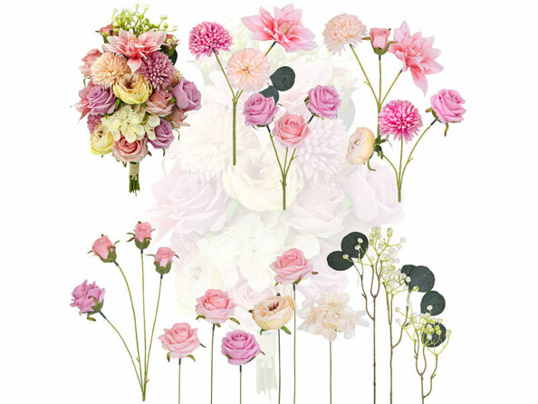 Bouquet de fleurs artificielles avec feuillage