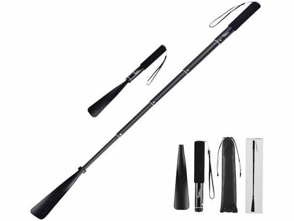 Chausse-pied extensible en aluminium avec sac de rangement vue version longue et courte