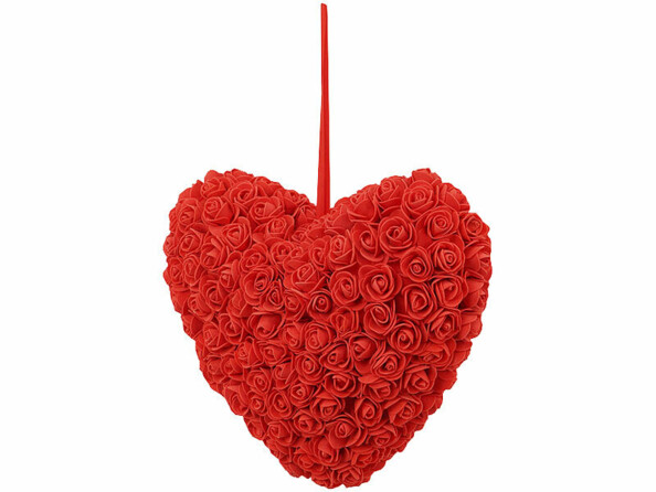 coeur décoratif 20 cm en roses artificielles