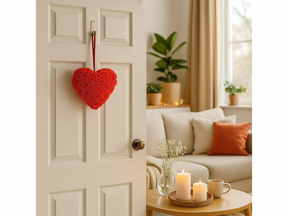 coeur décoratif à suspendre 20 cm en roses artificielles