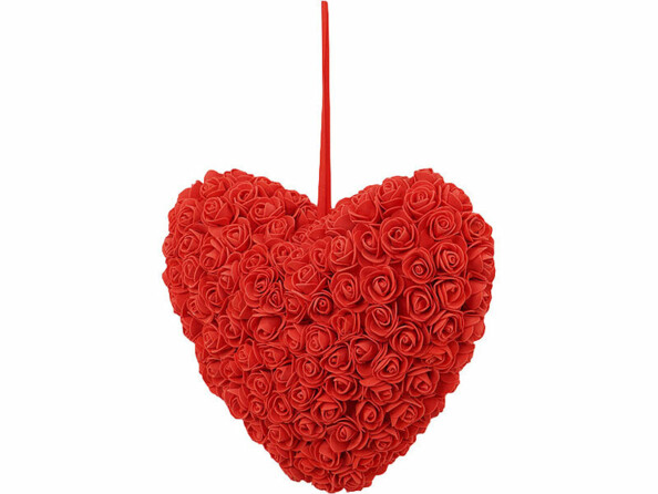 coeur 32 cm en roses artificielles à suspendre