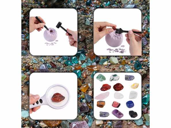 14 pierres précieuses à découvrier dans le kit de fouilles