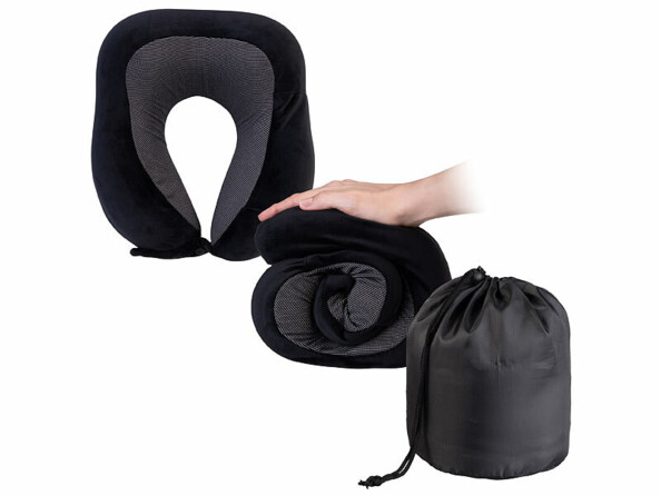 Coussin cervical à mémoire de forme avec masque de sommeil et bouchons d’oreille