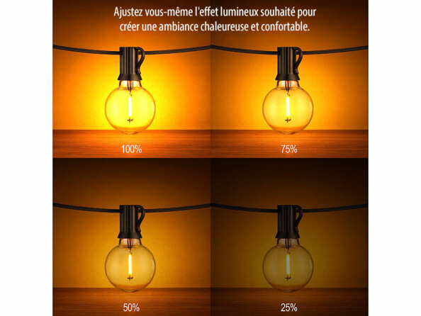 Guirlande lumineuse télécommandée 43 ampoules LED G40 / 30 m