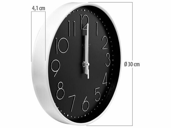 Horloge murale analogique radio-pilotée Ø 30 cm avec chiffres 3D