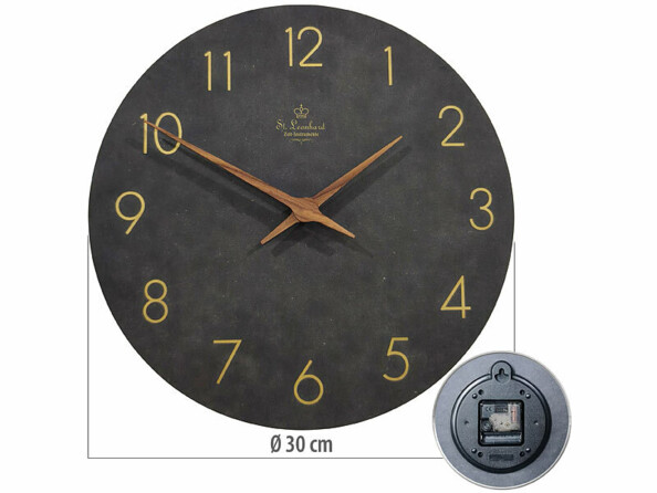 Horloge murale en bois Ø 30 cm avec vue arrière