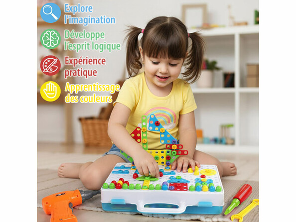 jeu de mosaïque enfichable avec perceuse électrique