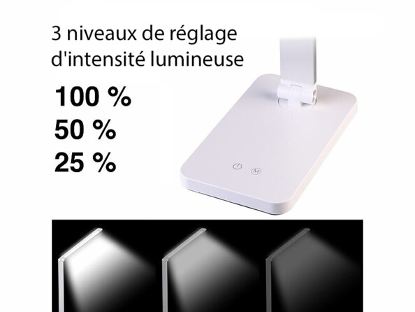Lampe de bureau rechargeable avec trois intensités lumineuse réglabless