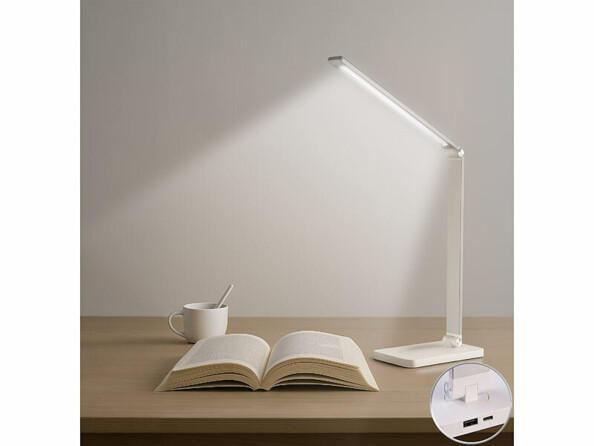 Lampe de bureau rechargeable LED sur un bureau de lecture