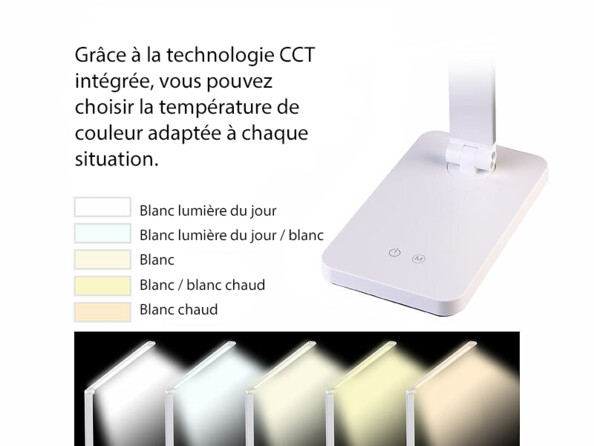 Lampe de bureau rechargeable LED avec différentes températures d'éclairage