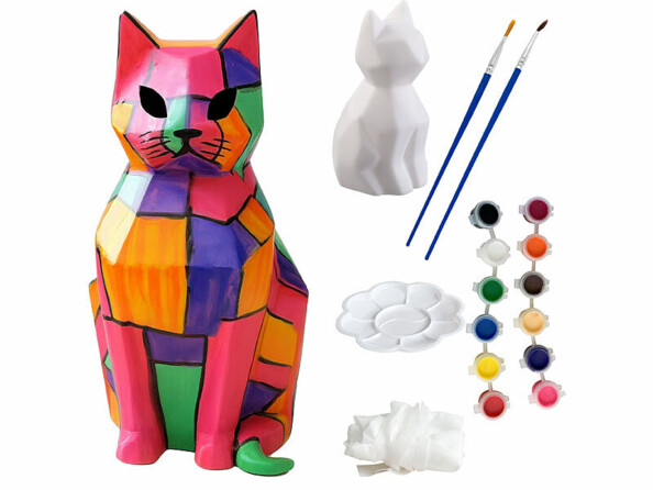 Lampe LED chat à peindre avec kit peinture