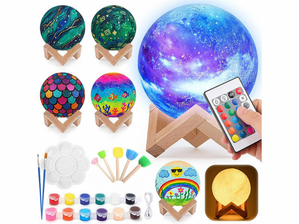 Lampe lune rechargeable à peindre avec kit peinture