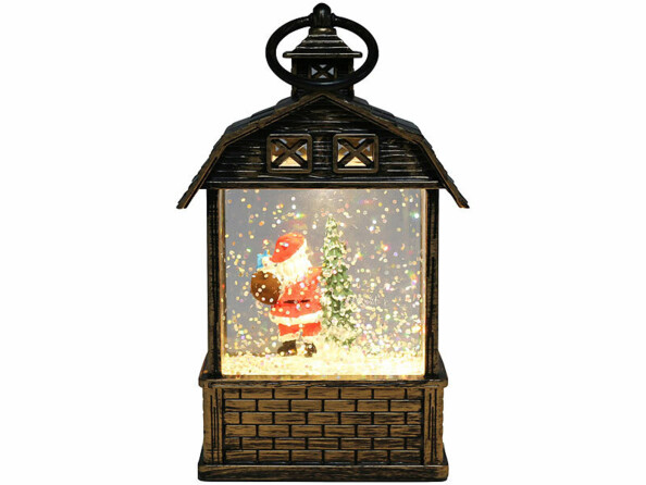 Lanterne de Noël animée avec Père Noël et paillettes