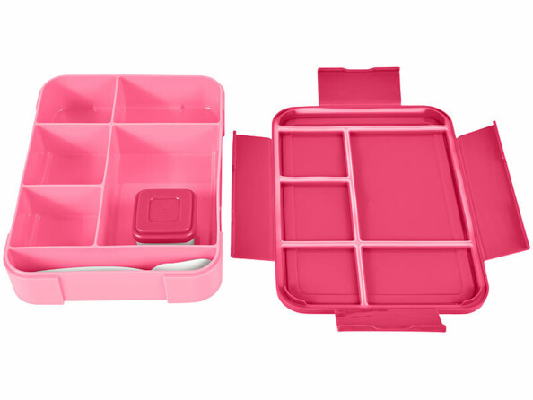 Lunchbox 1300 ml à 5 compartiments rose ouverte vue de dessus