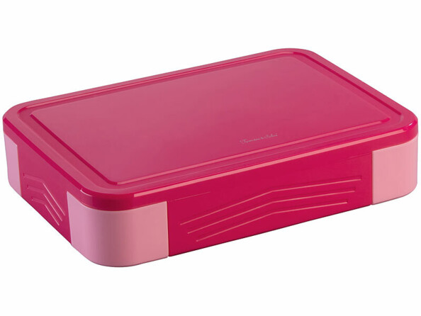 Lunchbox 1300 ml à 5 compartiments - coloris rose fermée vue de face