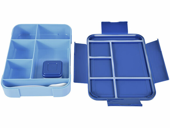 Lunchbox 1300 ml avec 5 compartiments coloris bleu vu de dessus