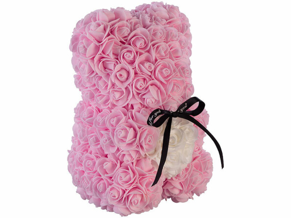 Ourson en roses artificielles