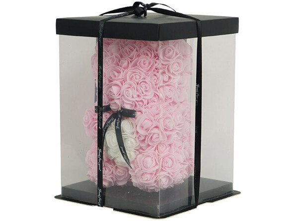 Ourson en roses artificielles avec boîte cadeau