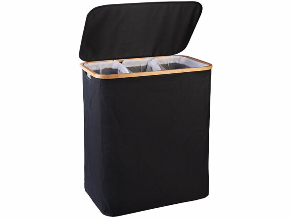 Panier à linge 150 L avec 3 compartiments ouvert de face