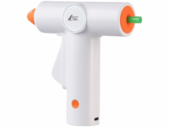 Pistolet à colle sans fil rechargeable avec baton de colle verte inséré