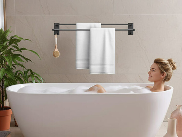 Porte-serviette double 67,5 cm – coloris noir