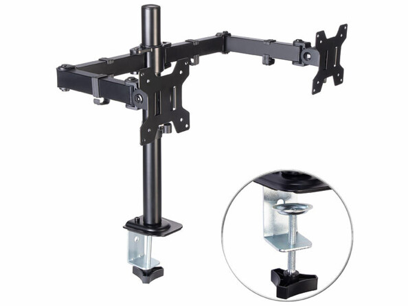 Support pour 2 écrans jusqu’à 32" réglable en hauteur