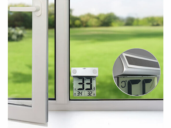 Thermomètre numérique extérieur solaire pour vitre