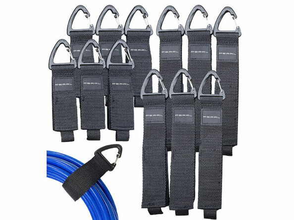 Pack de 12 serre-câbles à scratch avec mousqueton de la marque PEARL