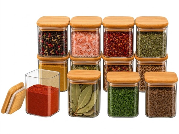 12 bocaux à épices en verre 200 ml