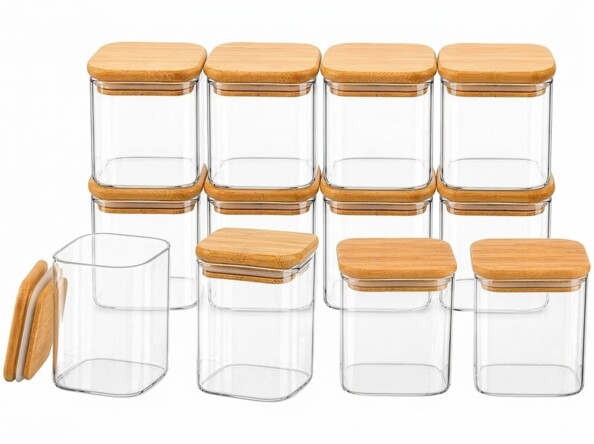 12 bocaux à épices en verre 200 ml