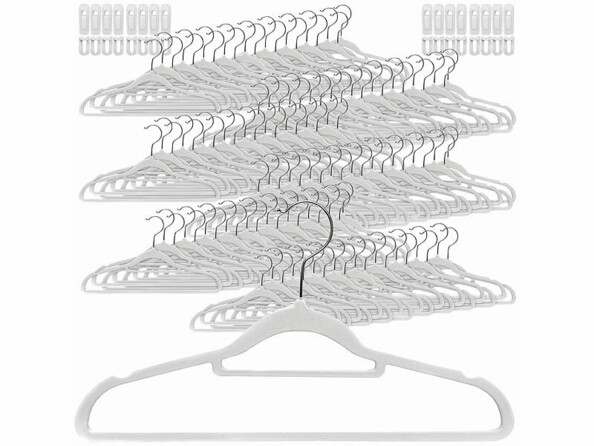 Pack de 120 cintres antiglisse avec clips coloris blanc de la marque PEARL