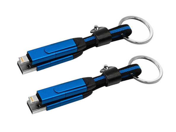 2 câbles USB-A/C vers USB-C/Lightning format porte clé Power Delivery 100 W