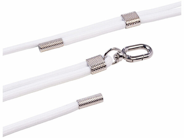 2 cordons tour de cou pour smartphone - coloris blanc / métal argenté
